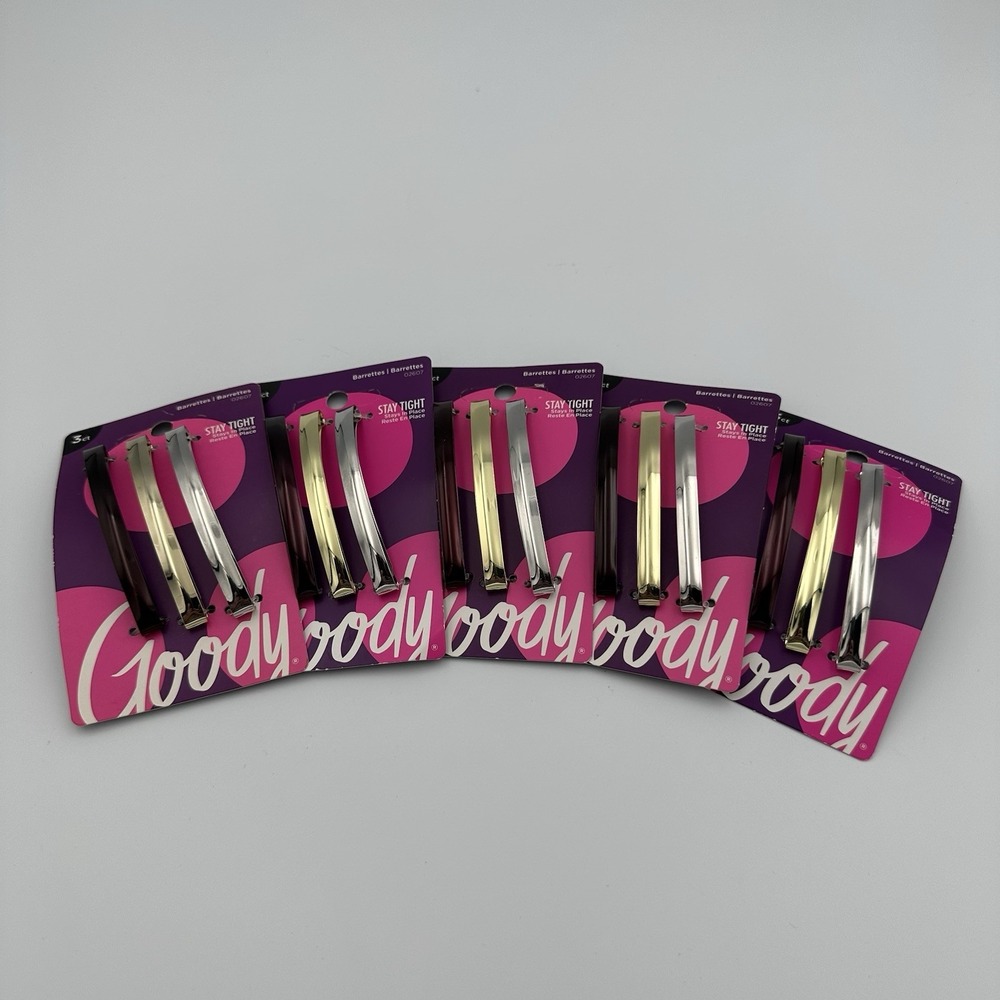 GOODY Stay Tight Domed Hair Barrettes - 5 Packs‎ Of 3 Each = 15 Total